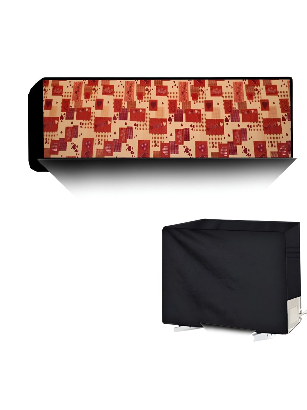 Kalra Magic Set Of 2 Orange-Coloured Printed Outdoor & Indoor Air Conditioner Cover