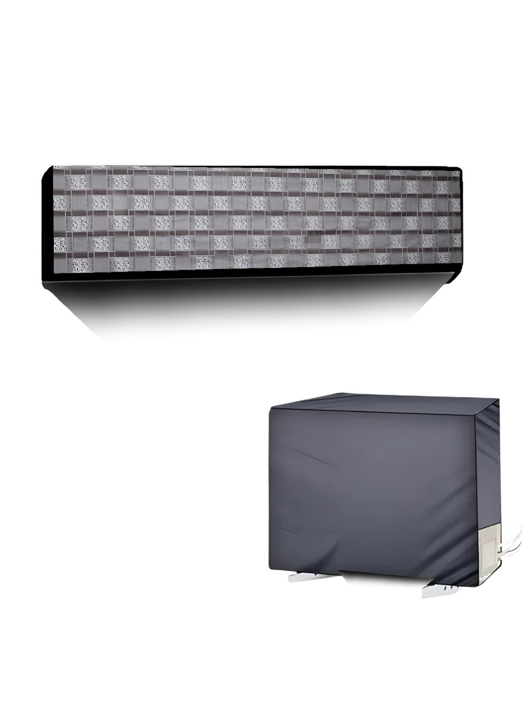 Kalra Magic 2-Pieces Grey & White Printed Indoor & Outdoor Ac Cover