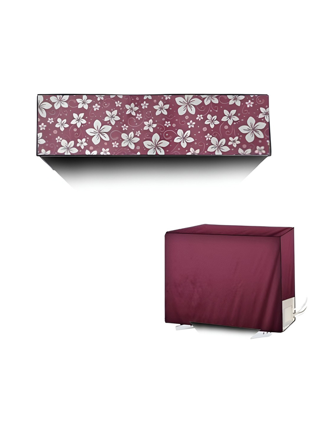 Kalra Magic 2-Pieces Red & White Printed Indoor & Outdoor Ac Cover