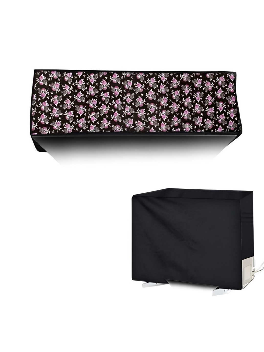 Kalra Magic 2-Pieces Black & Pink Printed Indoor & Outdoor Ac Cover