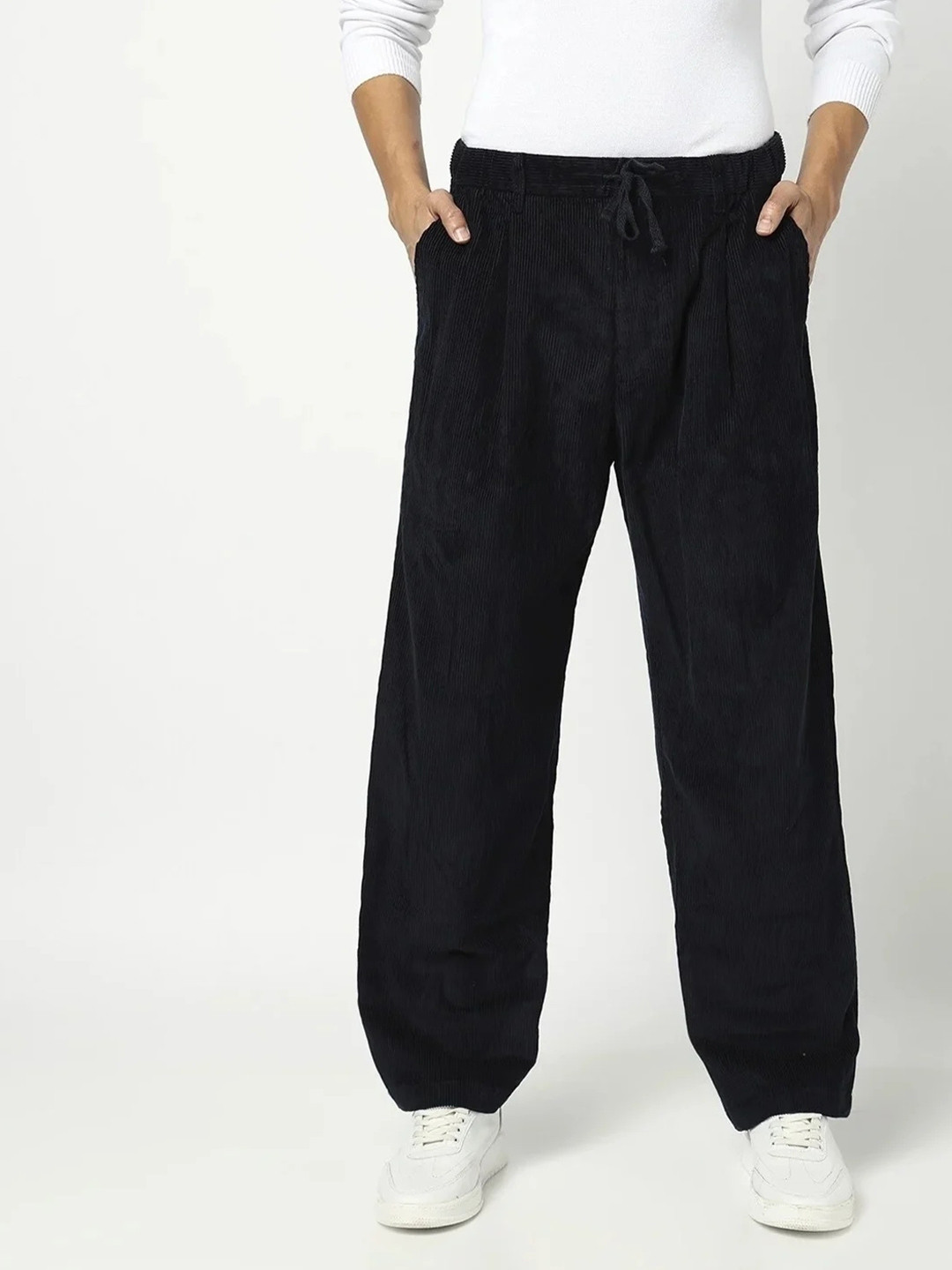GAP Men Cotton Baggy-Fit Mid-Rise Courduroy Trousers