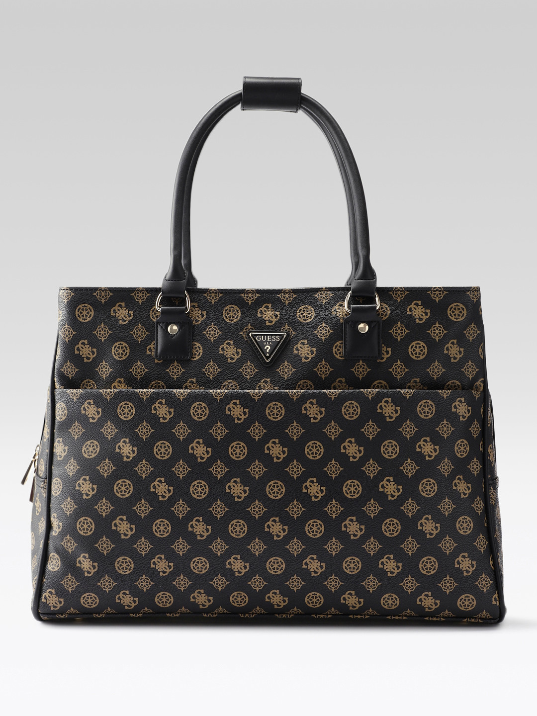 GUESS WILDER Brand Logo Printed Oversized Shopper Shoulder Bag With Laptop Sleeve