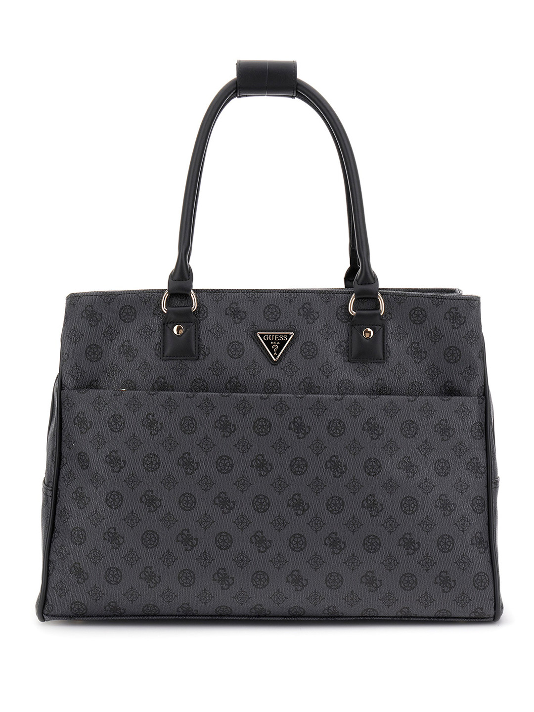 GUESS WILDER Brand Logo Printed Oversized Shopper Shoulder Bag With Laptop Sleeve