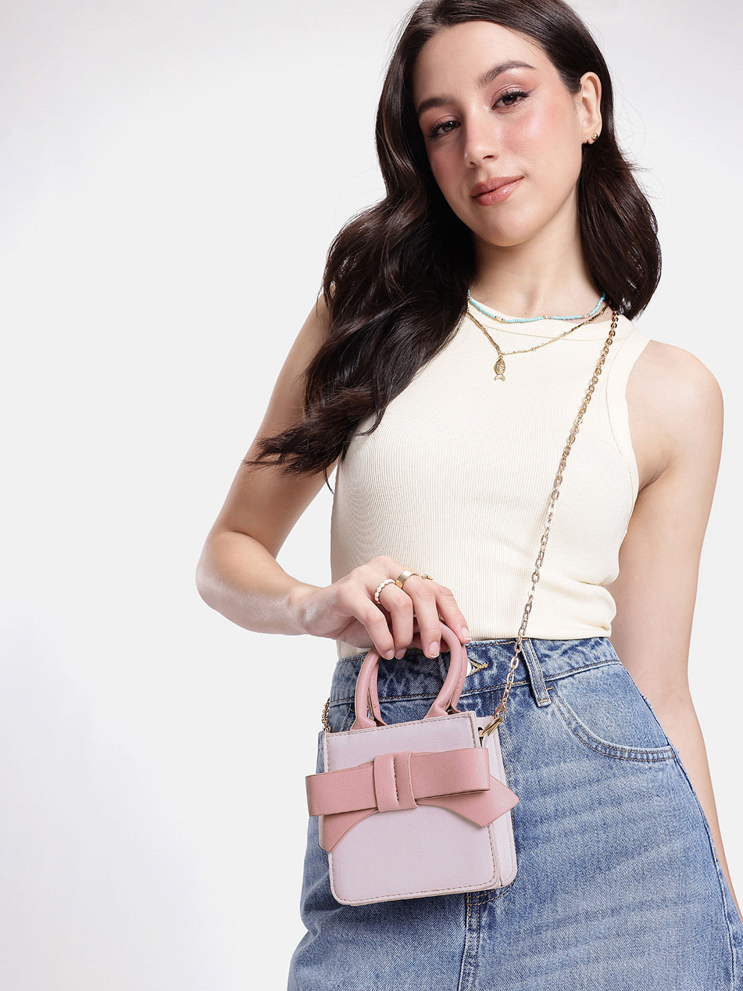 DressBerry Miniature Handheld Bag with Bow Detail