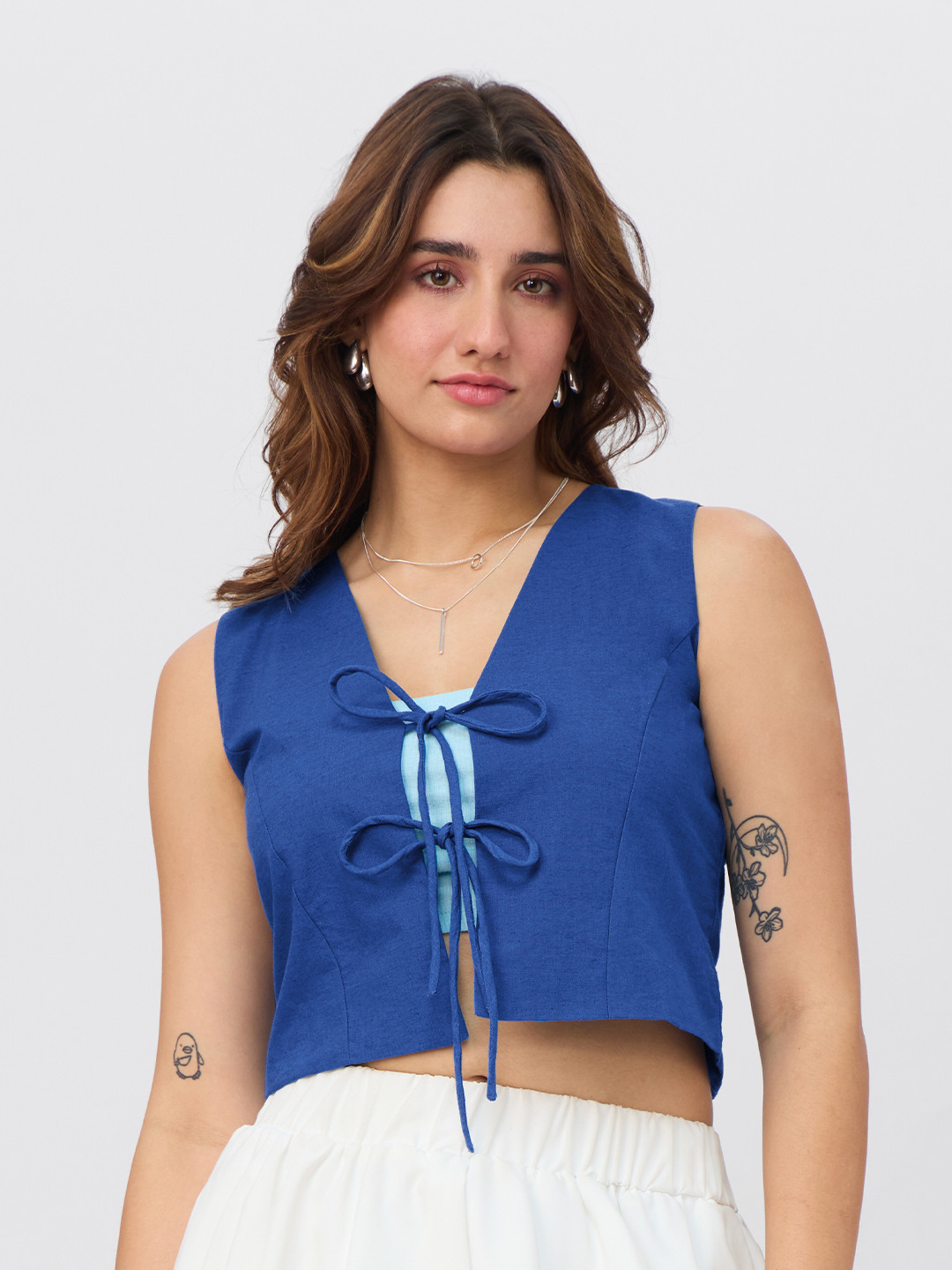 The Souled Store Women Aquarius Cotton Linen Vest