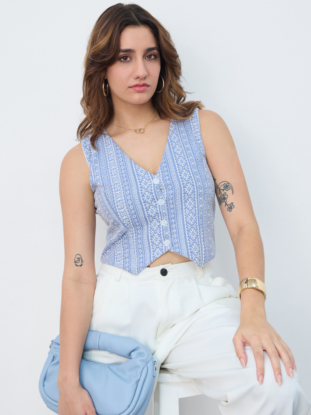 The Souled Store Aztec Tribal Printed Waistcoat