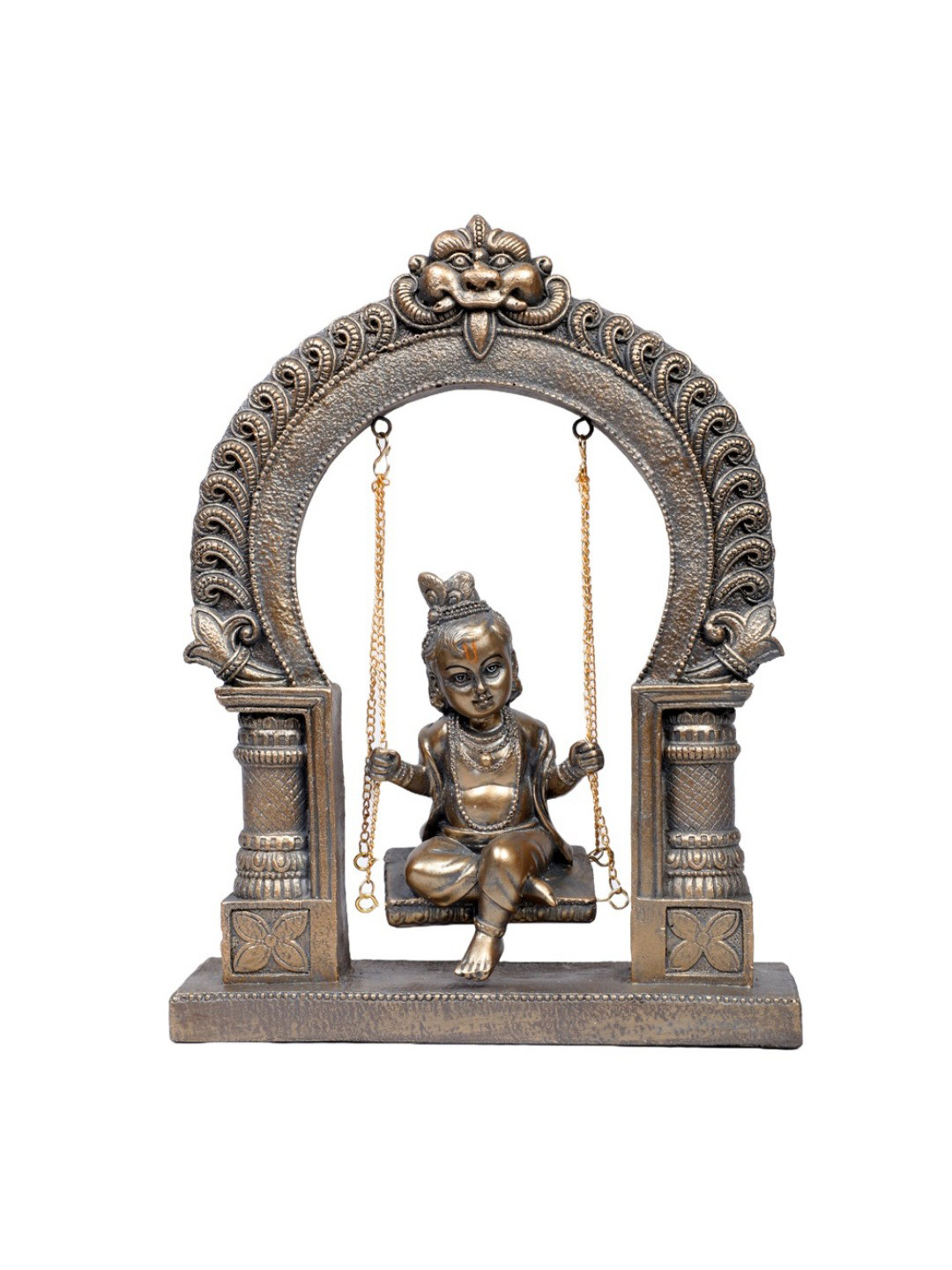 Ashnam Bronze-Toned Divine Krishna Figurine Showpiece