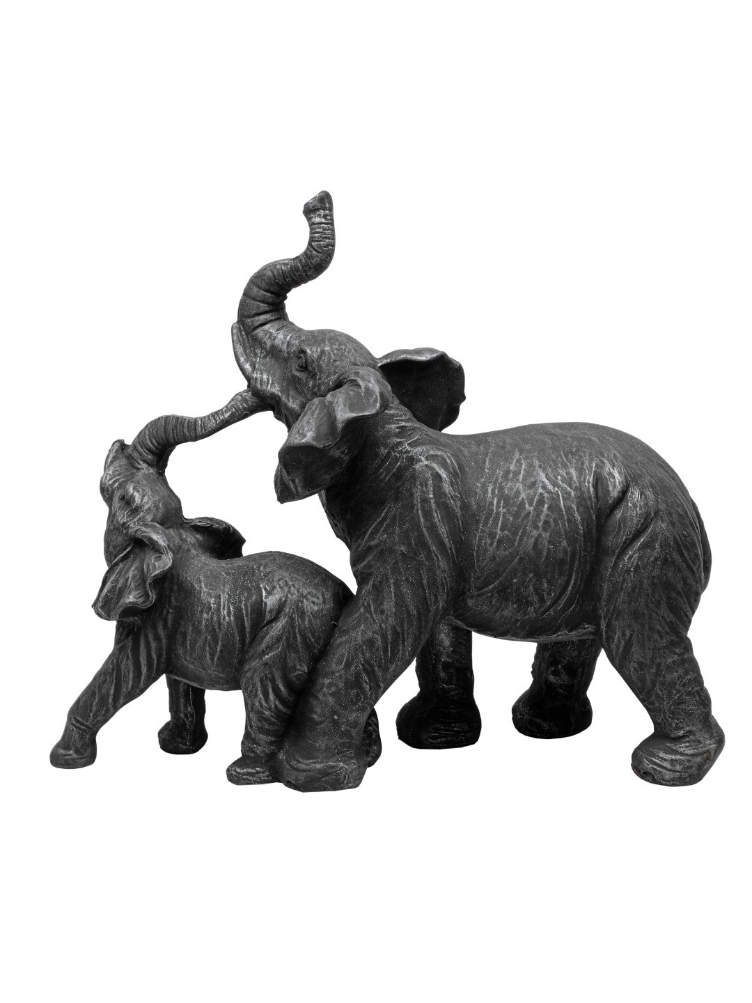 Ashnam Black Mom And Adorable Baby Elephant Figurine Showpiece