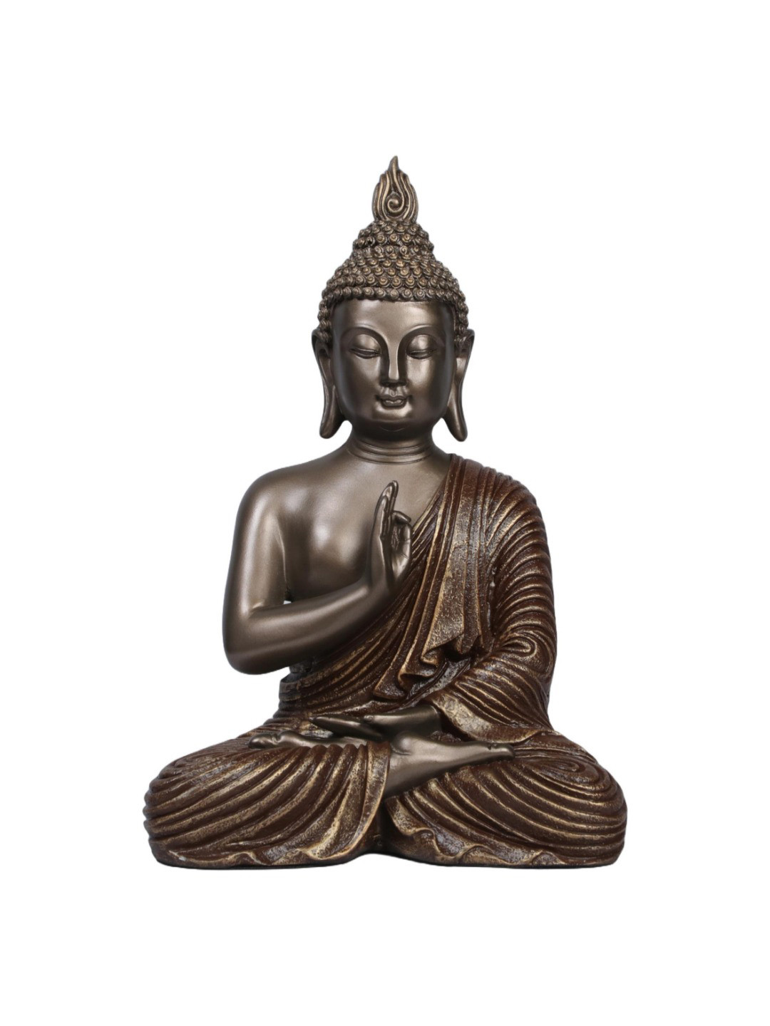 Ashnam Bronze-Toned Buddha Figurine Showpiece