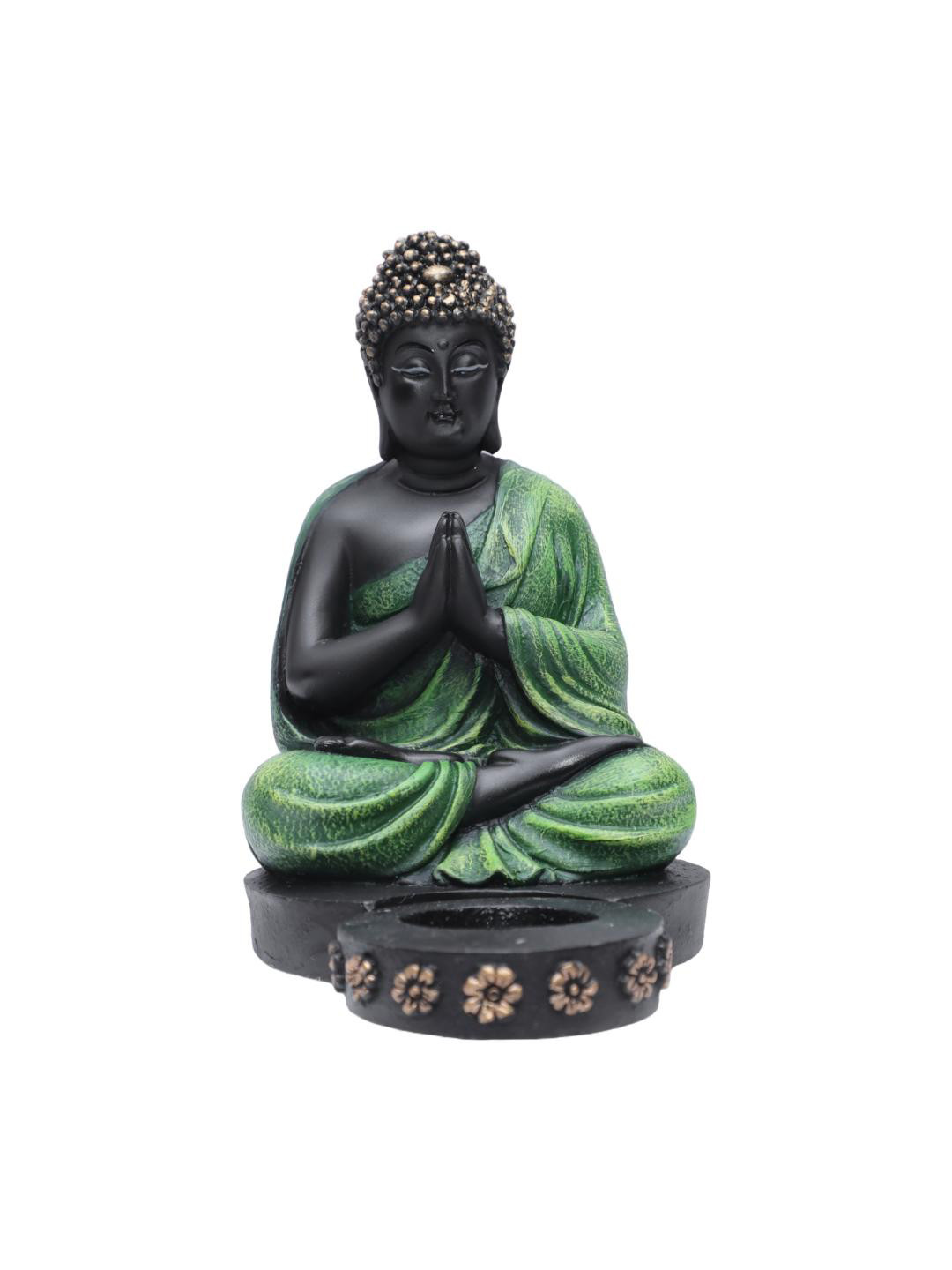 Ashnam Green Buddha Figurine Showpiece