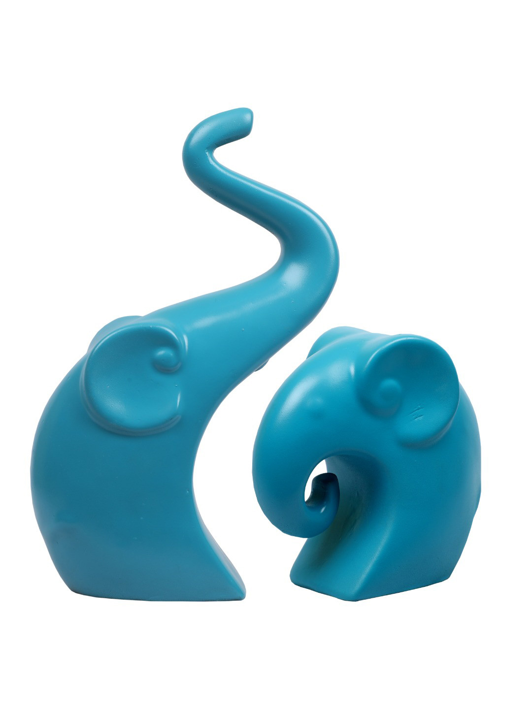 Ashnam Blue Mom And Adorable Baby Elephant Figurine Showpiece