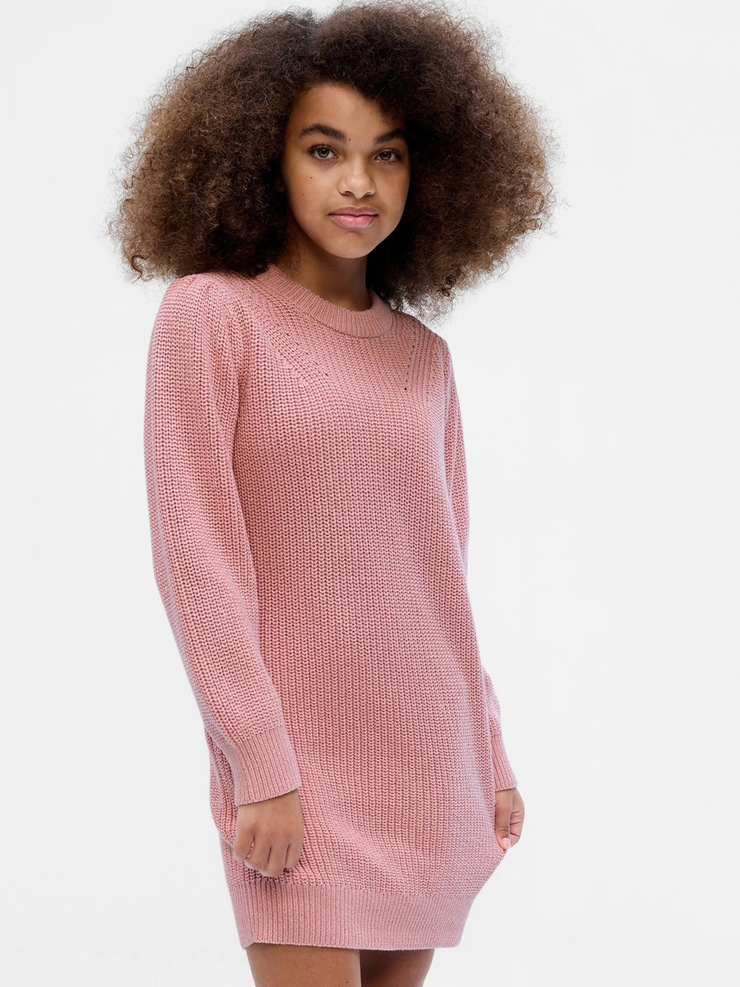 GAP Girls Round-Neck Sweater Dress with Ribbed Hem