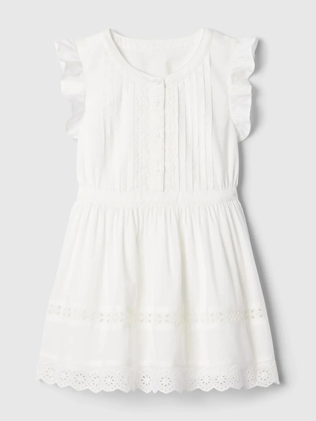 GAP Girls Self Design Lace Trim Detail Sleeveless Cotton A-Line Dress