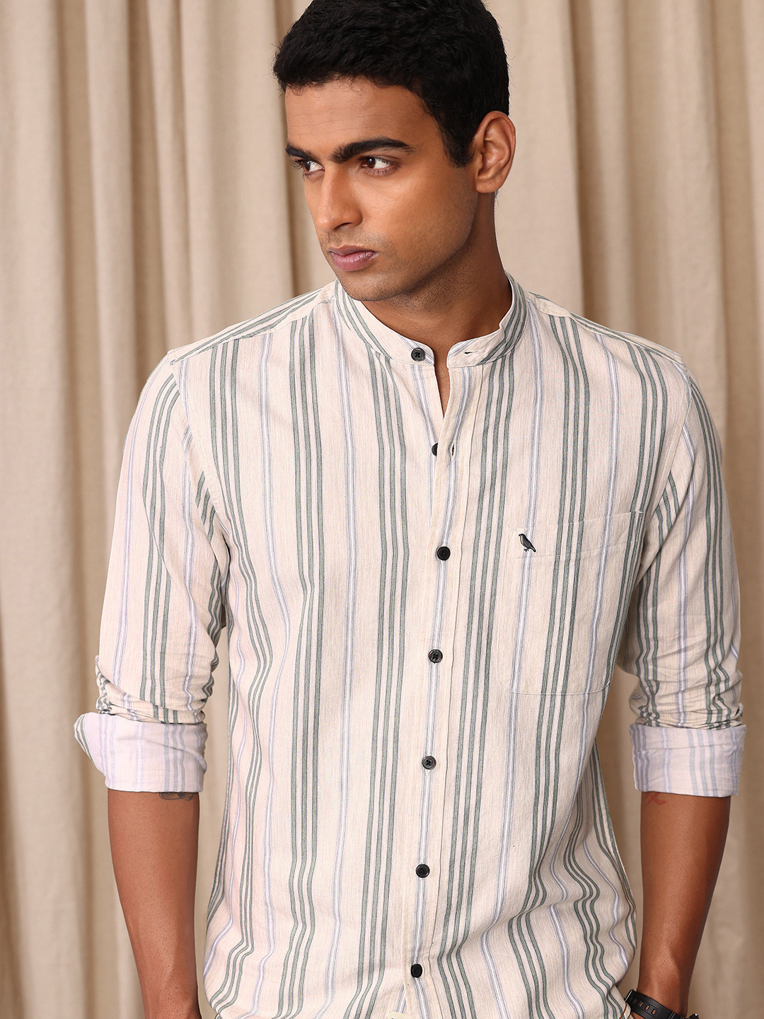 Mr Bowerbird Men Premium Striped Pure Cotton Casual Shirt