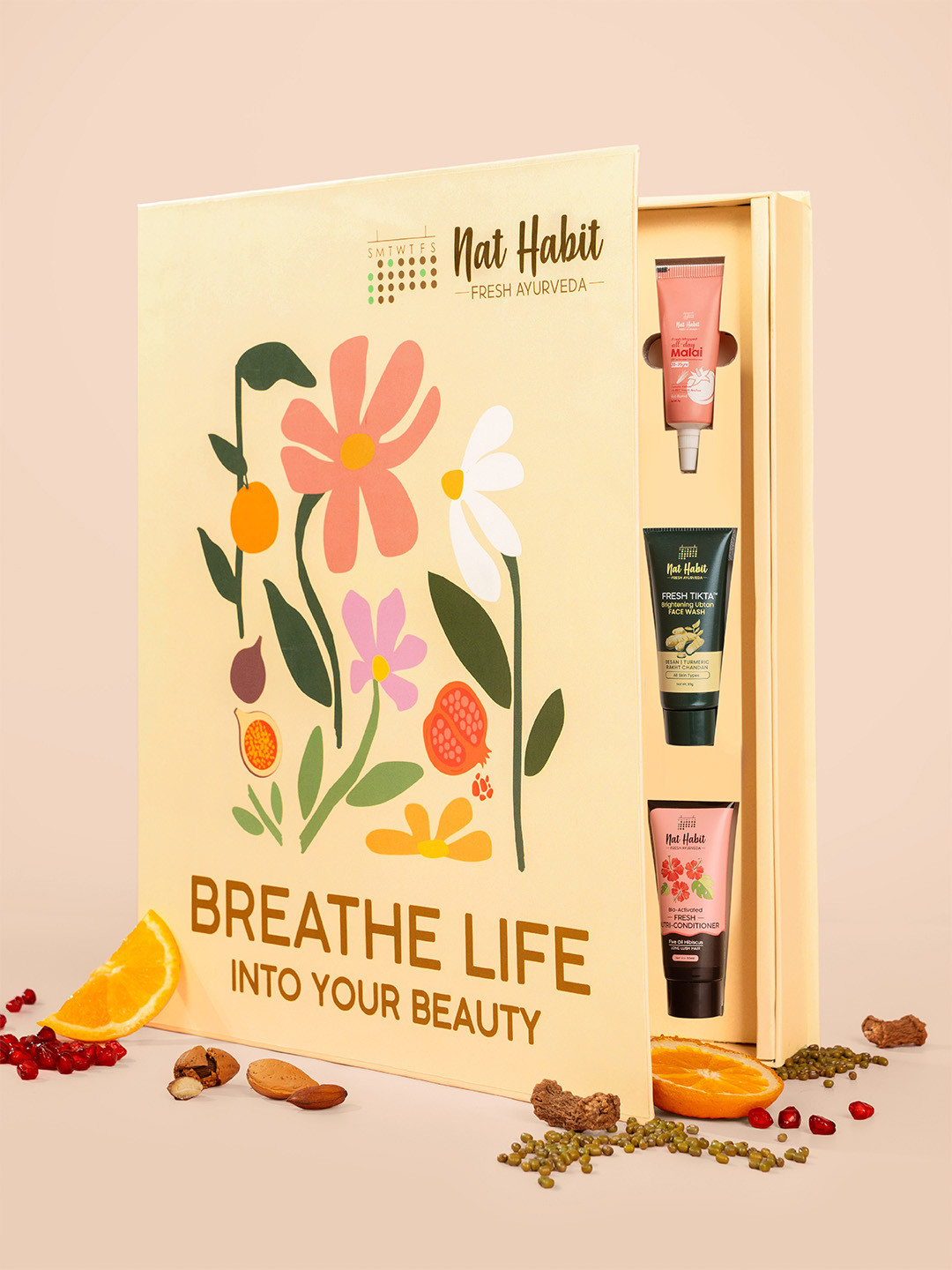 Nat Habit Set Of 11 Fresh Ayurveda Starter Kit For Skin, Hair & Body Care -516 g