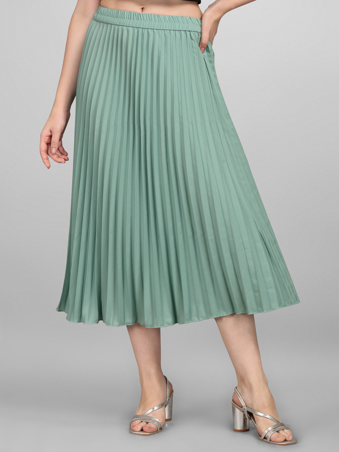 LookShine Pleated A-Line Midi Skirt