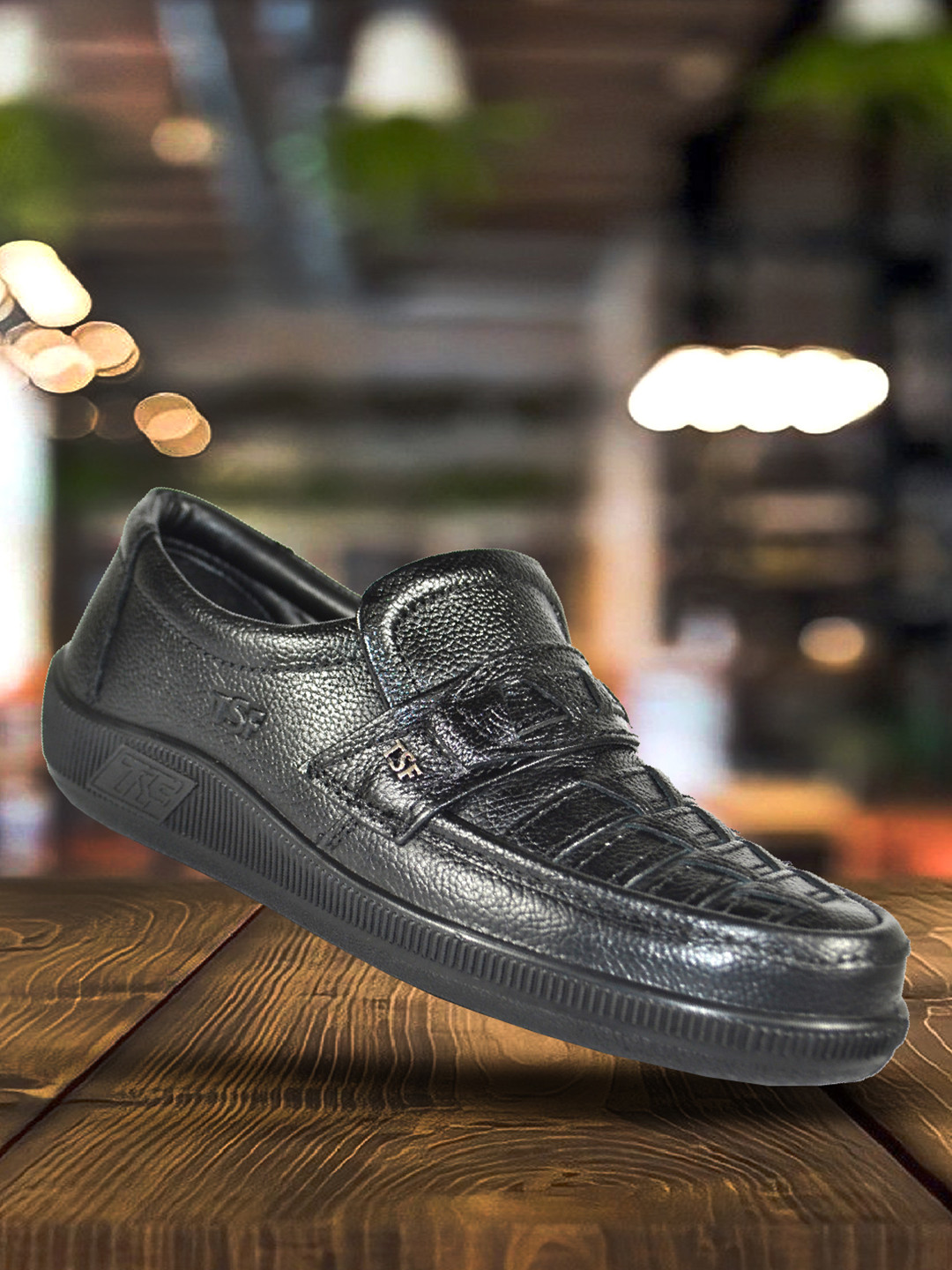 TSF Men Black Leather Formal Shoes