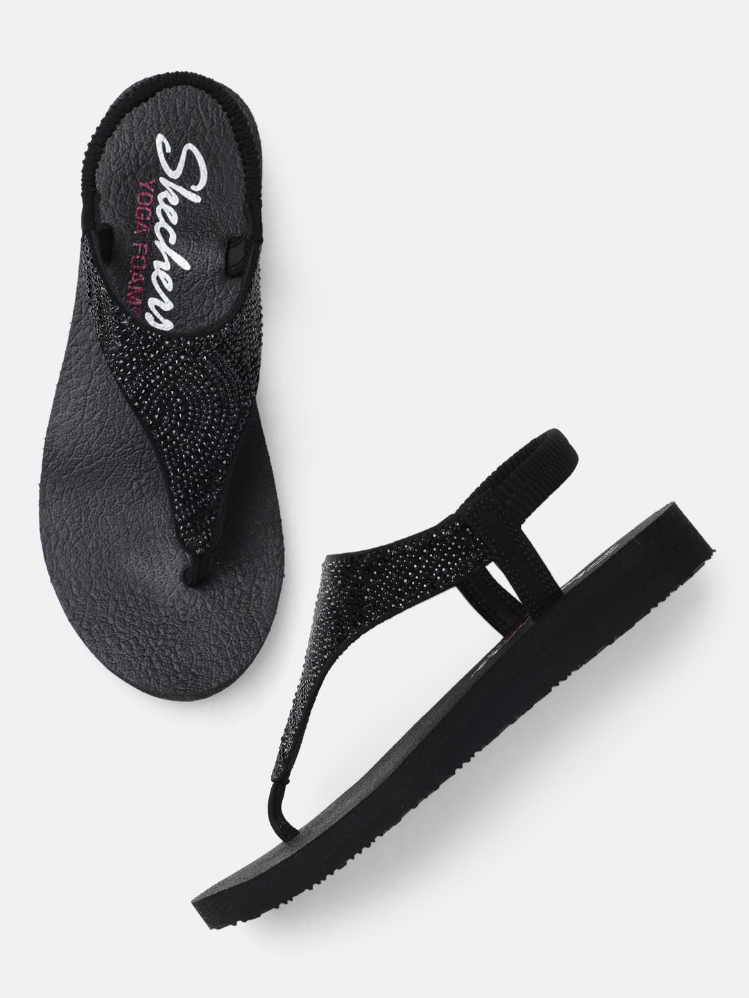 Skechers Women MEDITATION Embellished T-Strap Flats