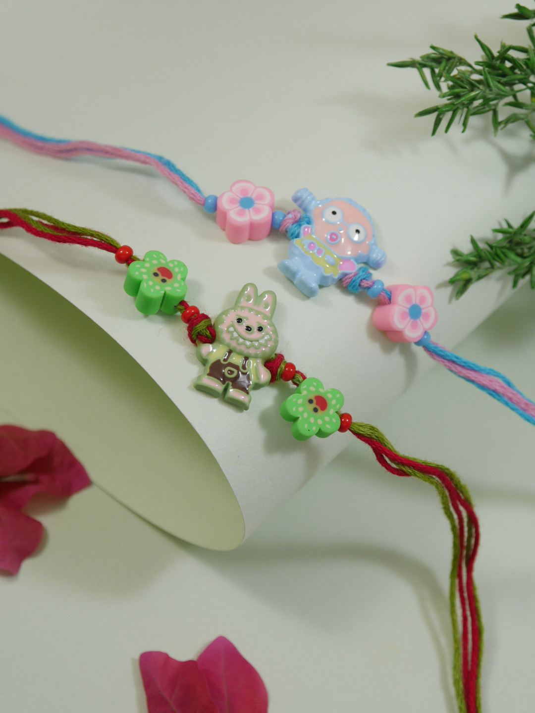 I Jewels Set Of 2 Cartoon Kids Thread Rakhi With Roli Chawal