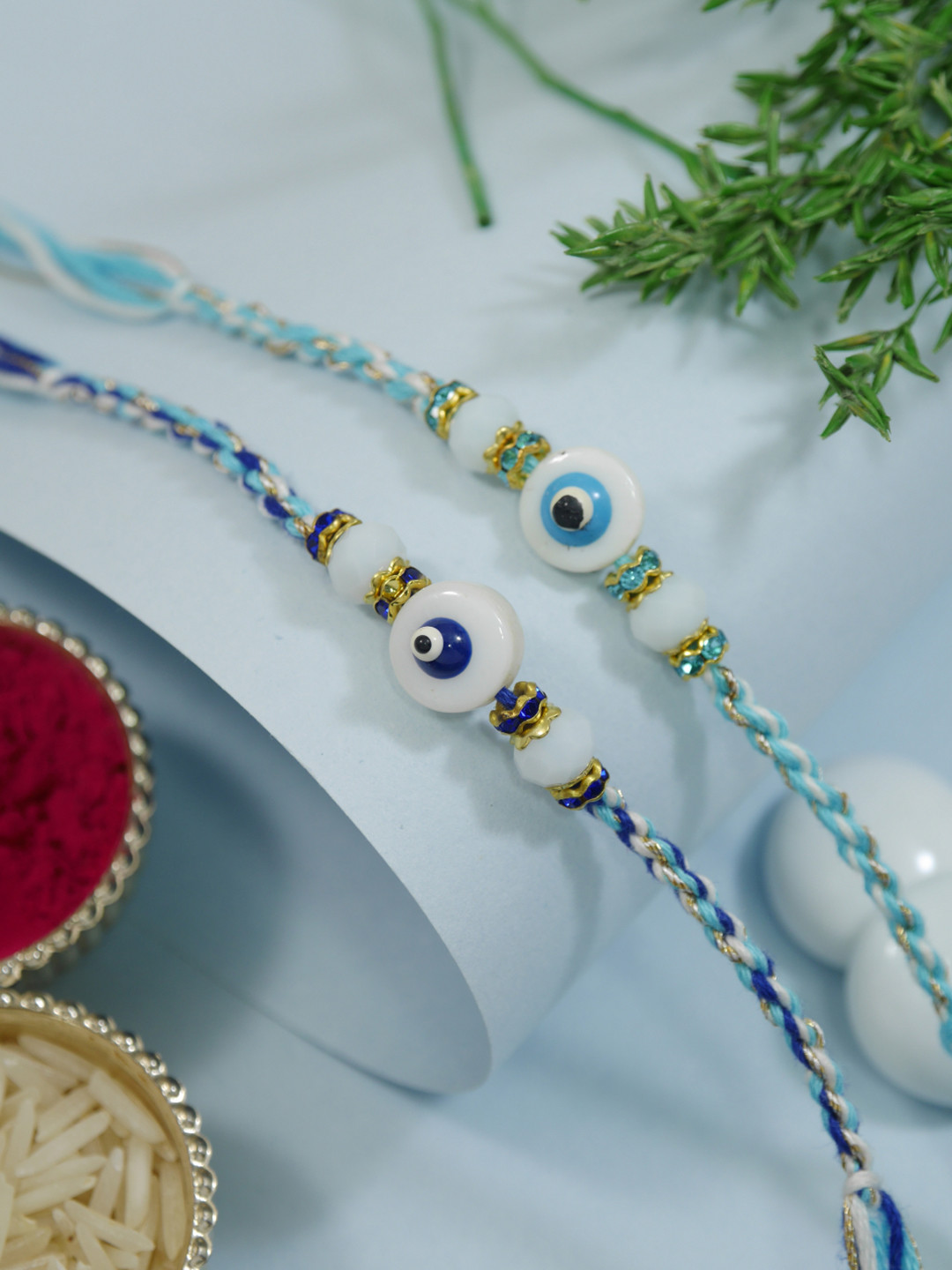 I Jewels 2-Pcs Evil Eye Thread Rakhi