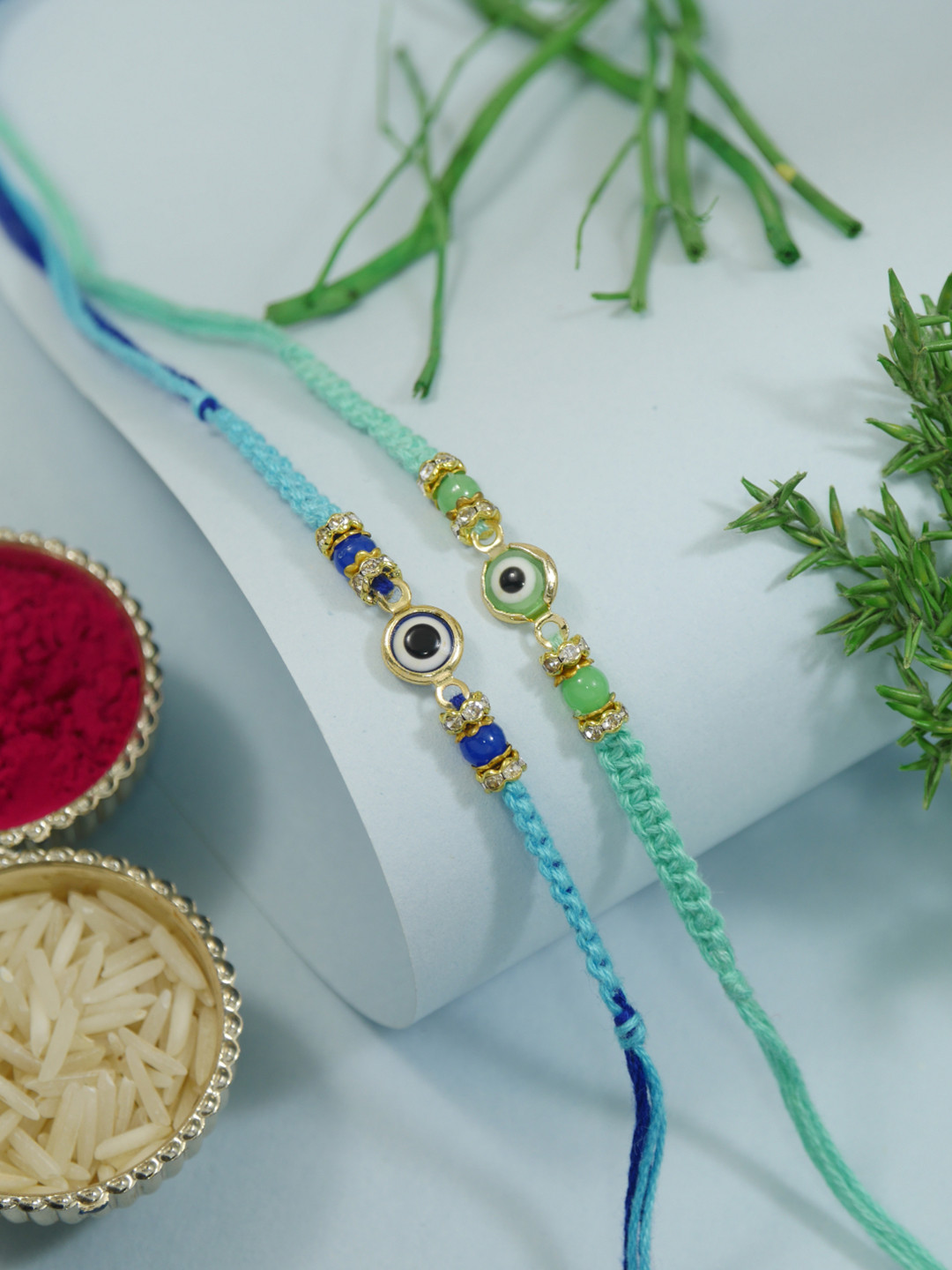 I Jewels 2-Pcs Evil Eye Thread Rakhi