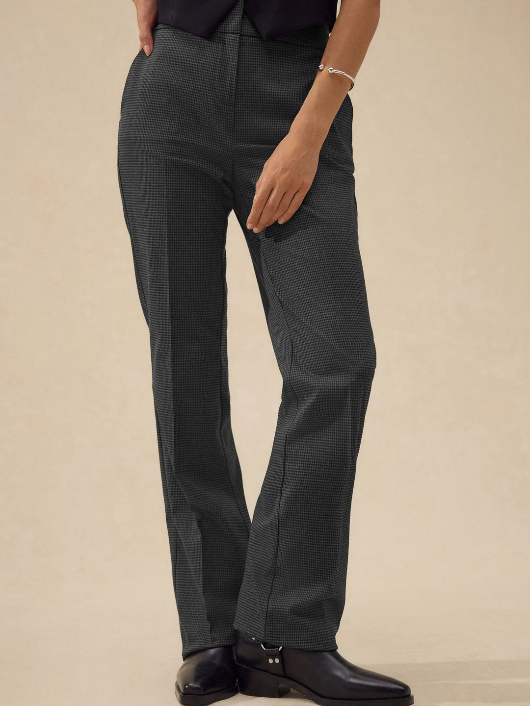 NEXT Women Checked Bootcut Trousers