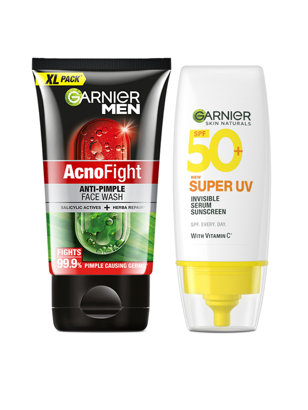 Garnier Game Face - Acno Fight Anti Pimple Face Wash 150g + Serum Sunscreen SPF50 30ml