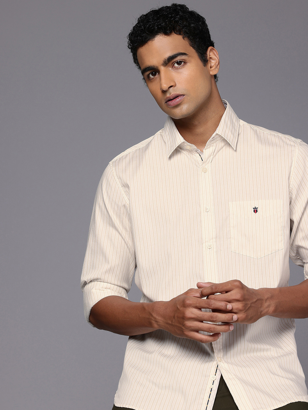 Louis Philippe Sport Pure Cotton Nirvana Slim Fit Striped Casual Shirt