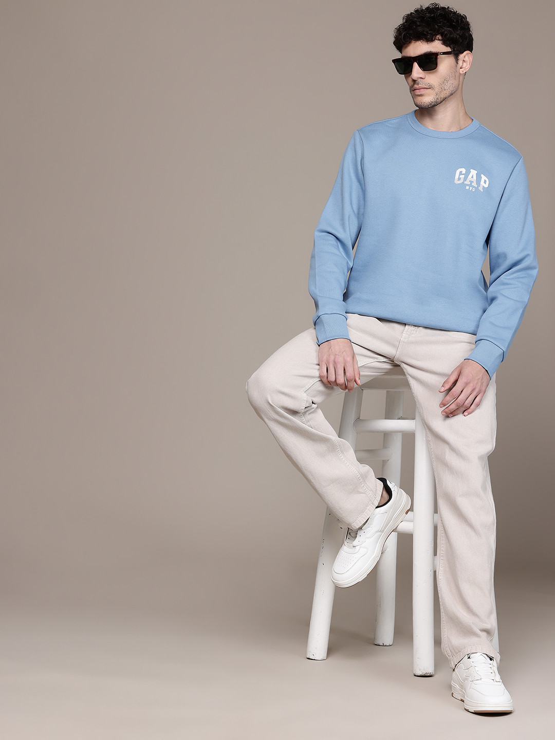 GAP Brand Logo Printed Pullover with Inner Fleece