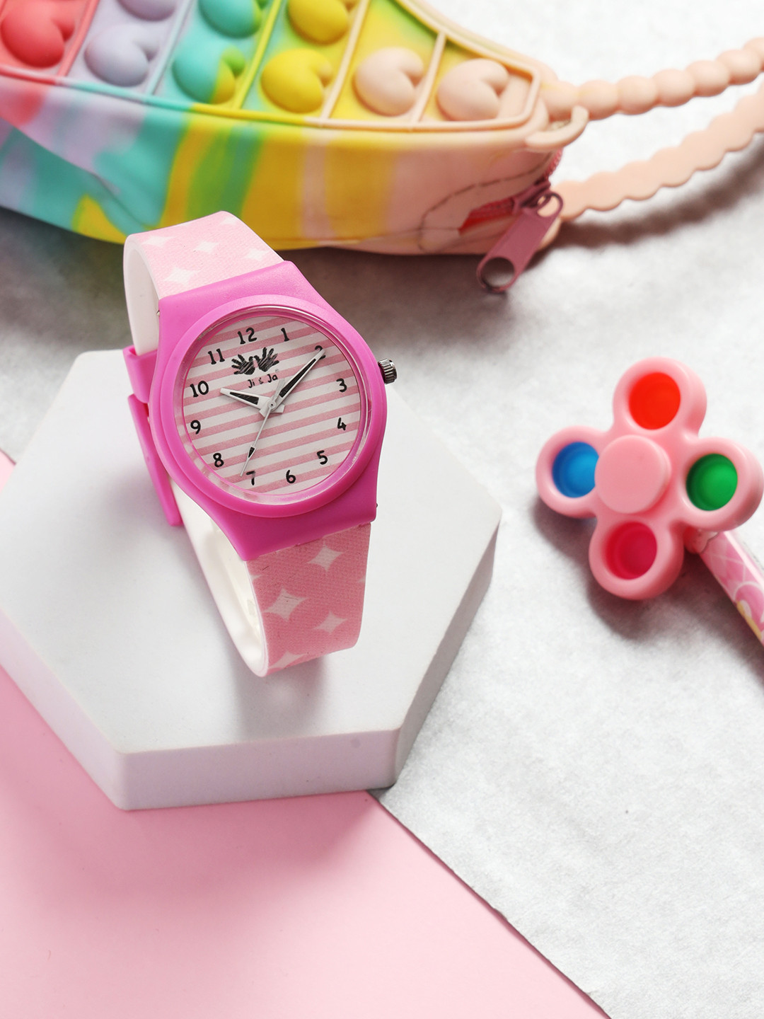 JI & JA Girls Printed Dial & Straps Analogue Watch JJ240