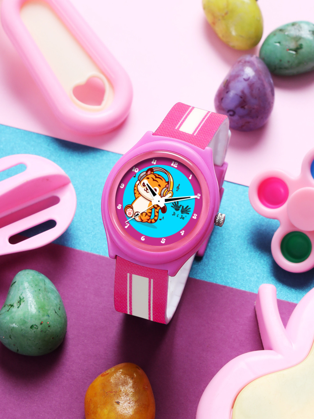 JI & JA Girls Brass Dial & Straps Silicon Analogue Watch JJ238