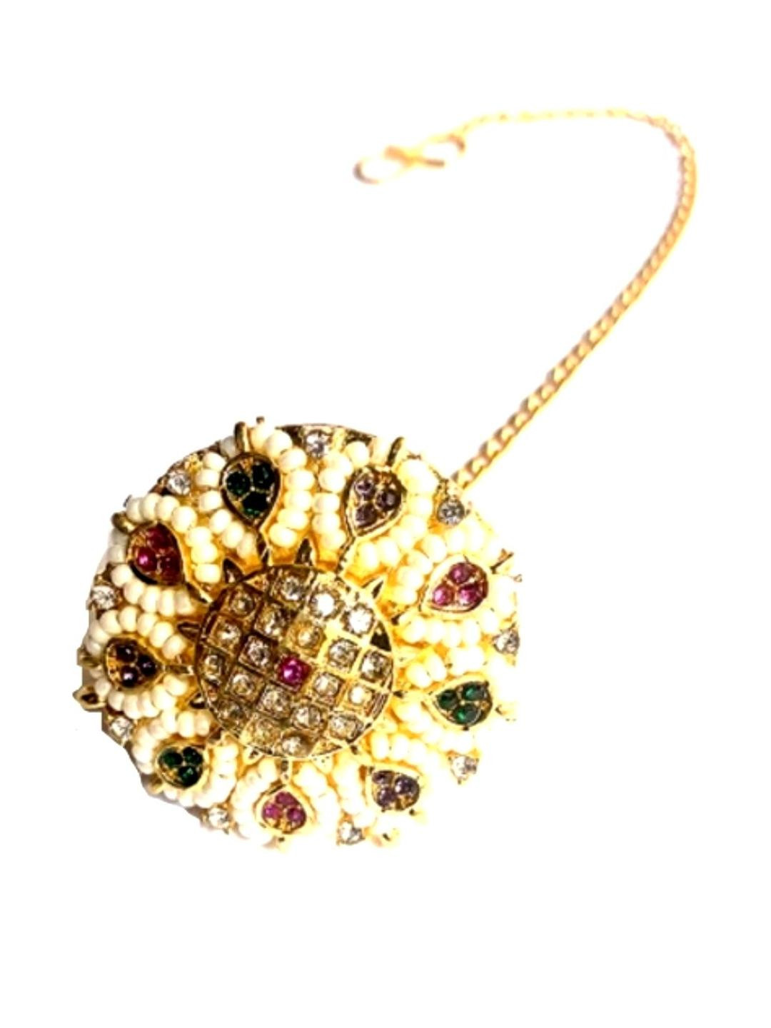 NIKYANKA Gold-Plated Artificial Stones Studded Artificial Stones Head Jewellery