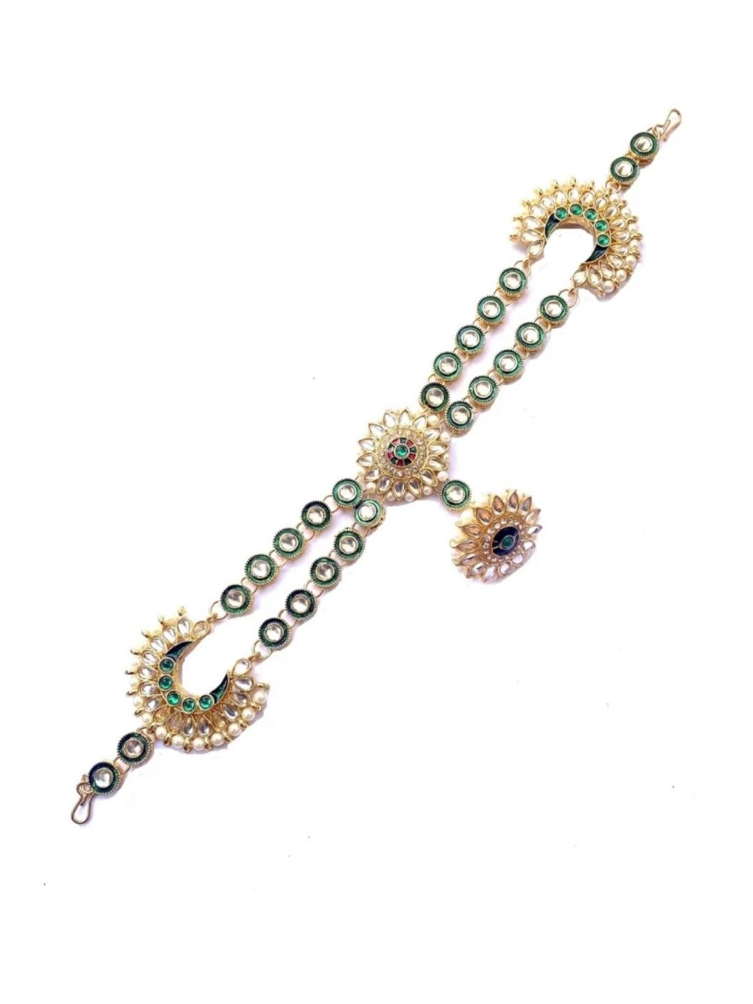 NIKYANKA Gold-Plated Artificial Stones Studded Artificial Stones Head Jewellery