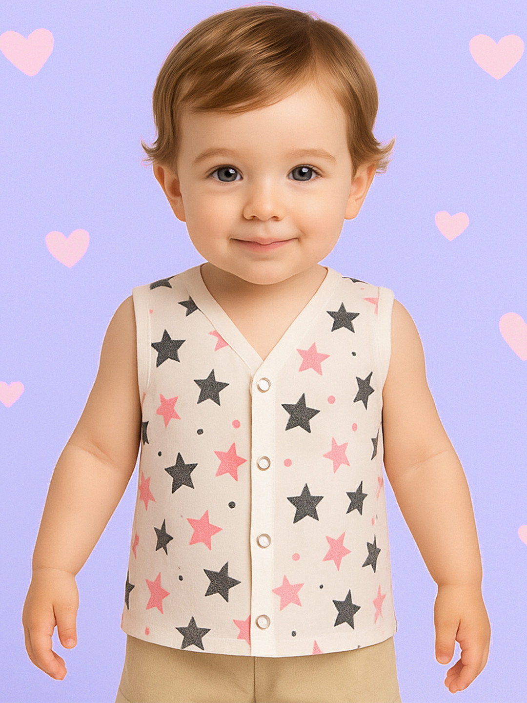 Kidbea Infants Star Printed Jhabla Vest Jhabla_Star_03M