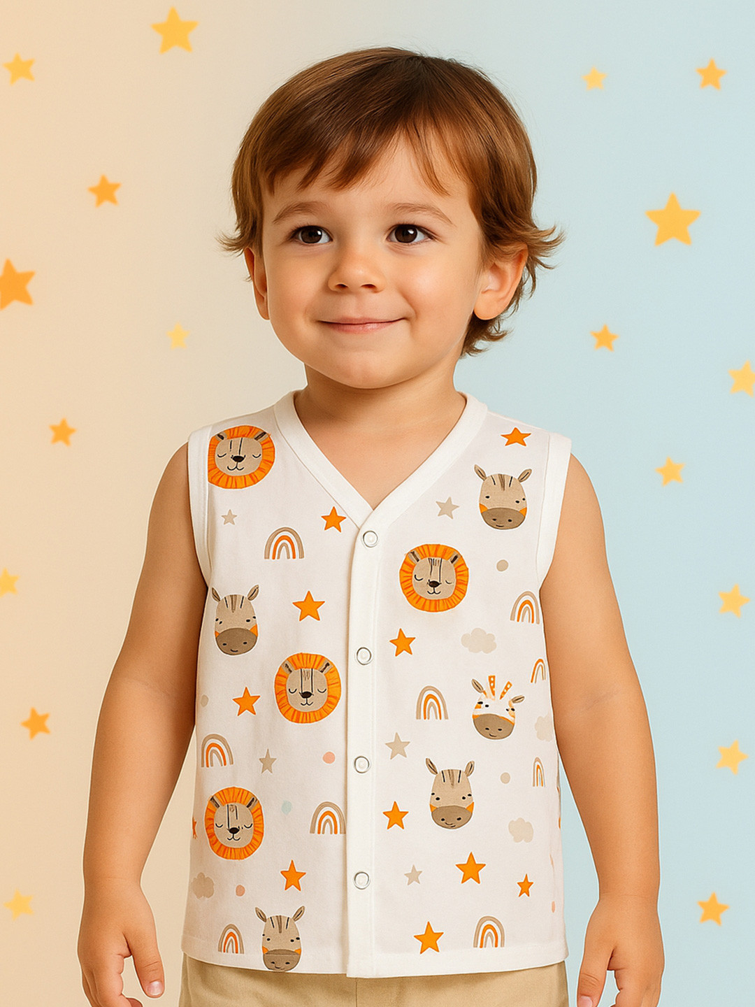 Kidbea Infants Butterfly Printed Jhabla Vest Jhabla_Lion_03M