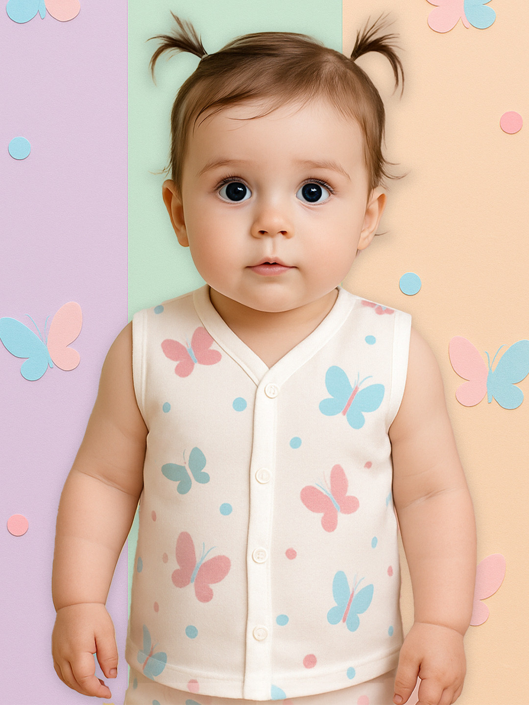 Kidbea Infants Butterfly Printed Jhabla Vest Jhabla_Butterfly_03M