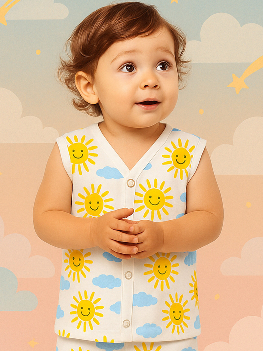 Kidbea Infants Sun Printed Jhabla Vest Jhabla_Sun_03M