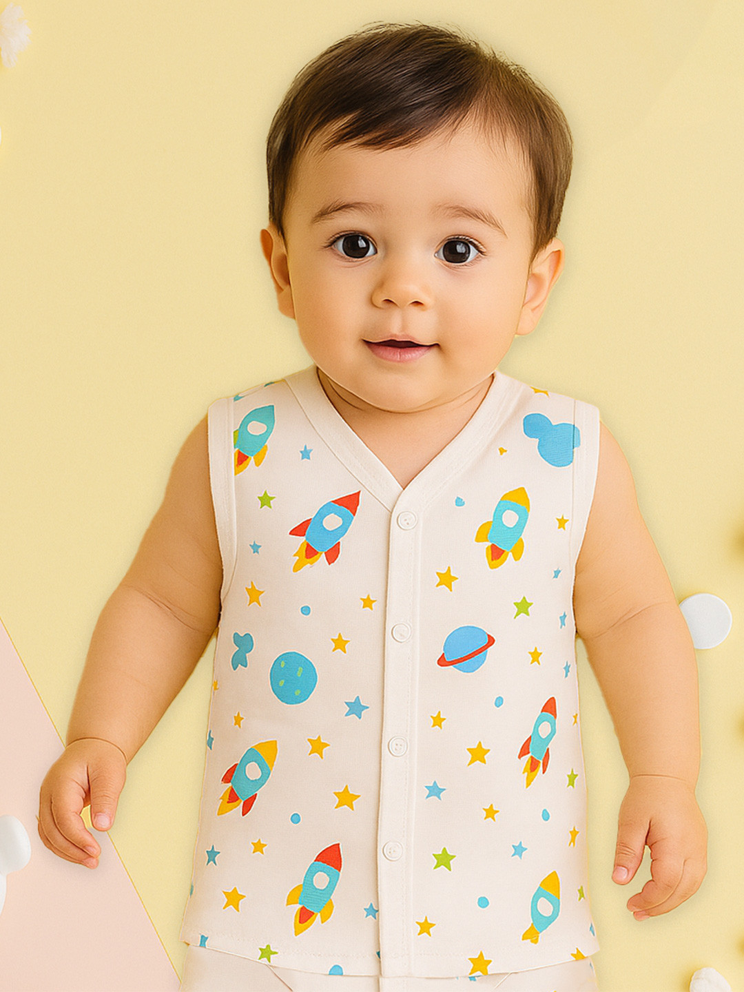 Kidbea Infants Space Printed Jhabla Vest Jhabla_Space_03M
