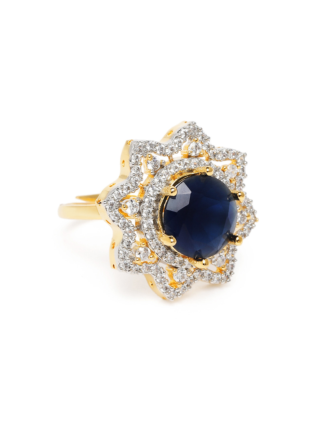 Lavish Giftz Women Gold-Plated Cubic Zirconia Finger Ring
