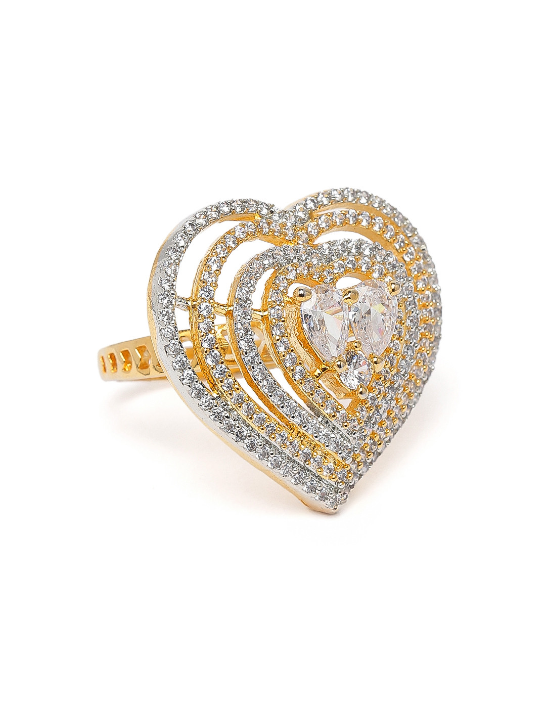 Lavish Giftz Women Gold-Plated American Diamond Finger Ring