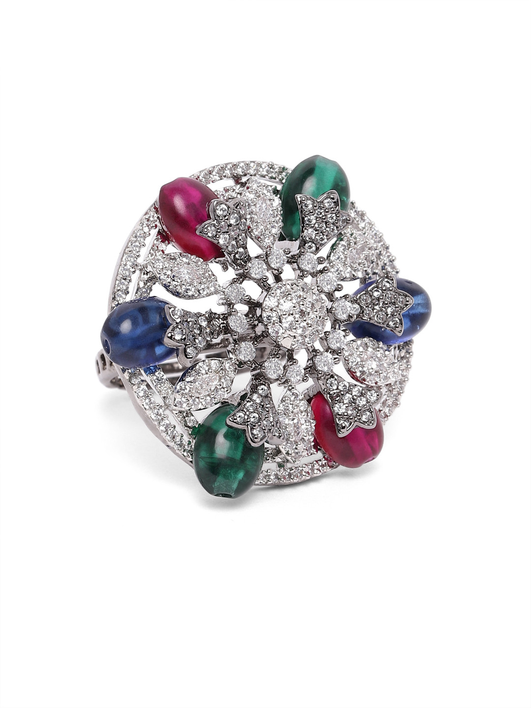 Lavish Giftz Silver-Plated Adjustable Finger Ring