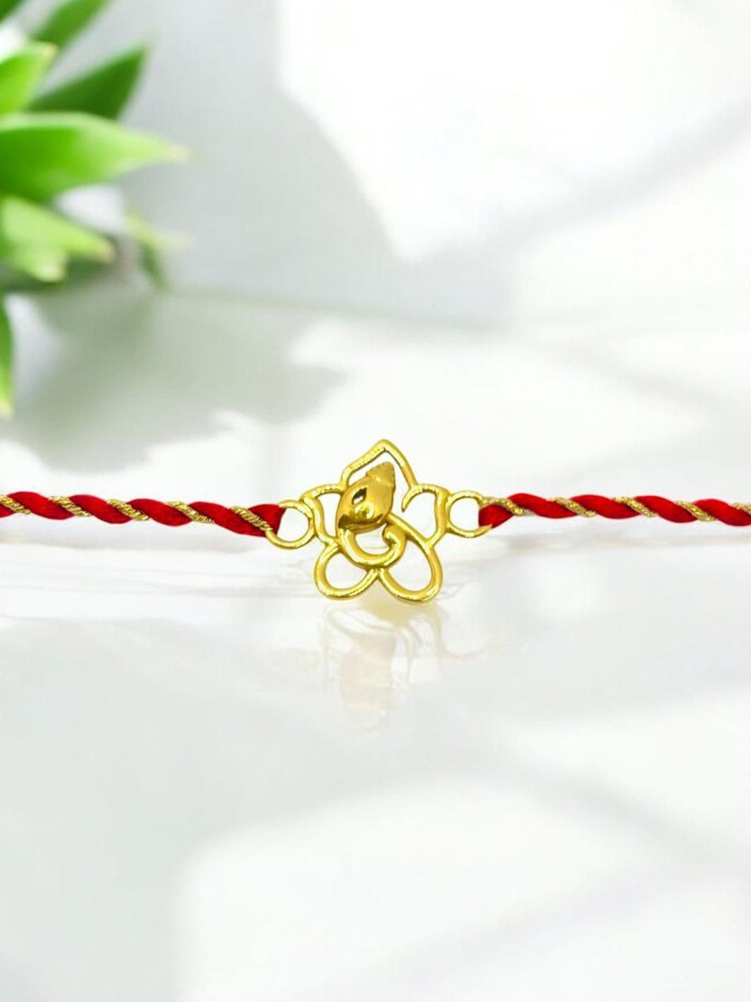 Luxevogue Men 925 Sterling Silver Golden Divine Ganesha Rakhi with 18K Gold Plating