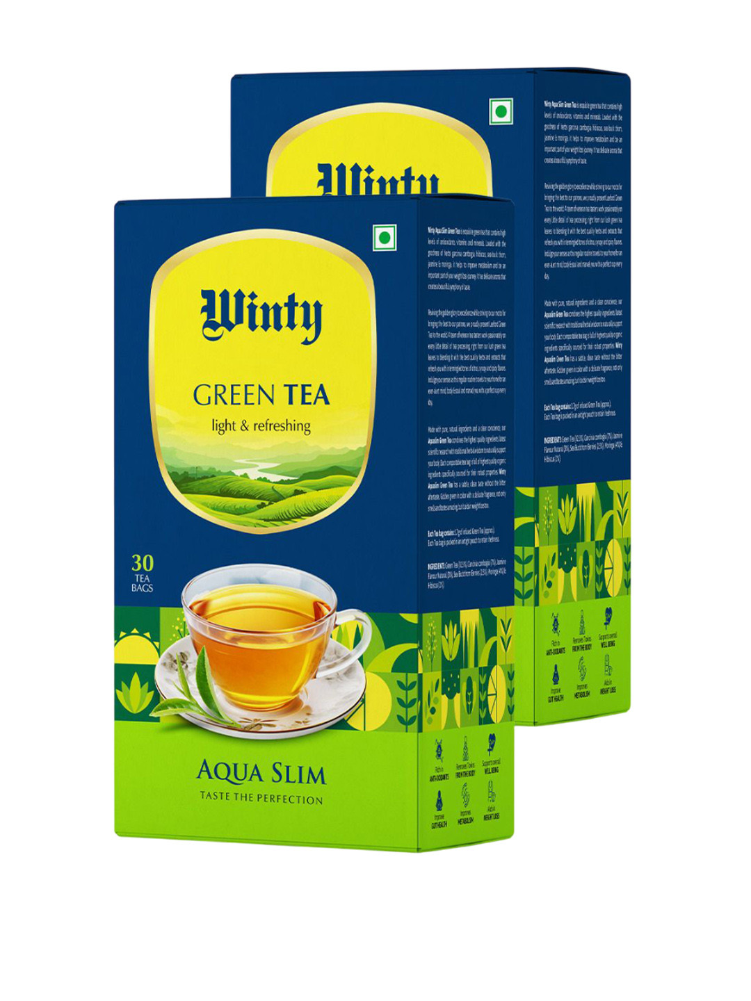 WINTY Pack Of 2 Aqua Slim Herbal Tea Bags Box -30Bags Each