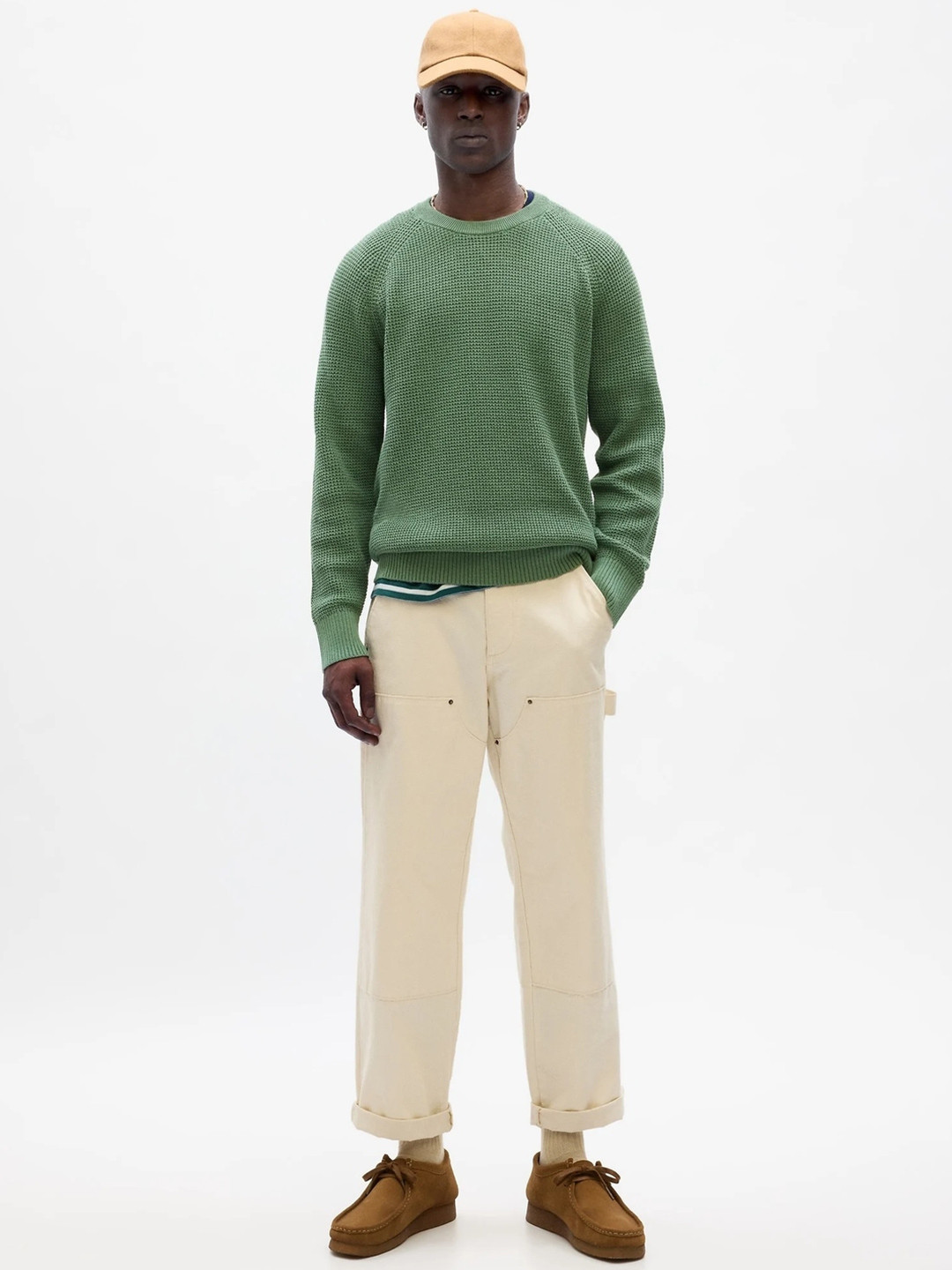 GAP Waffle-Knit Pure Cotton Pullover