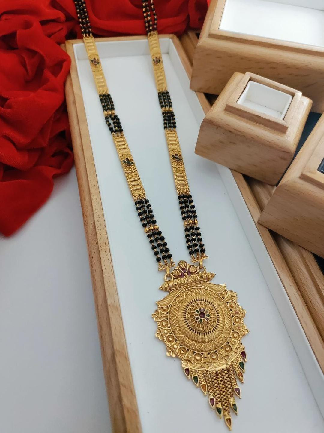 niva fashion Womens Gold Plated For Wedding & Occasion wear Mangalsutra28Inch