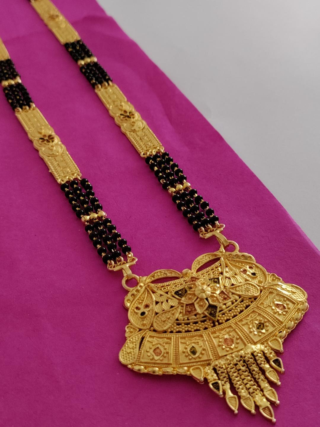 niva fashion Womens Gold Plated 3Layer For Wedding & Occasion wear Jewellery Long Mangalsutra28Inch