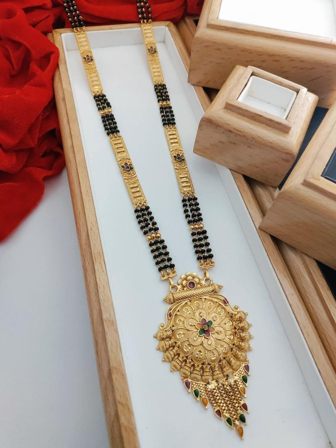 Womens Gold Plated 3Layer Manglasutra For Wedding & Occasion wear Jewellery Long Mangalsutra28Inch