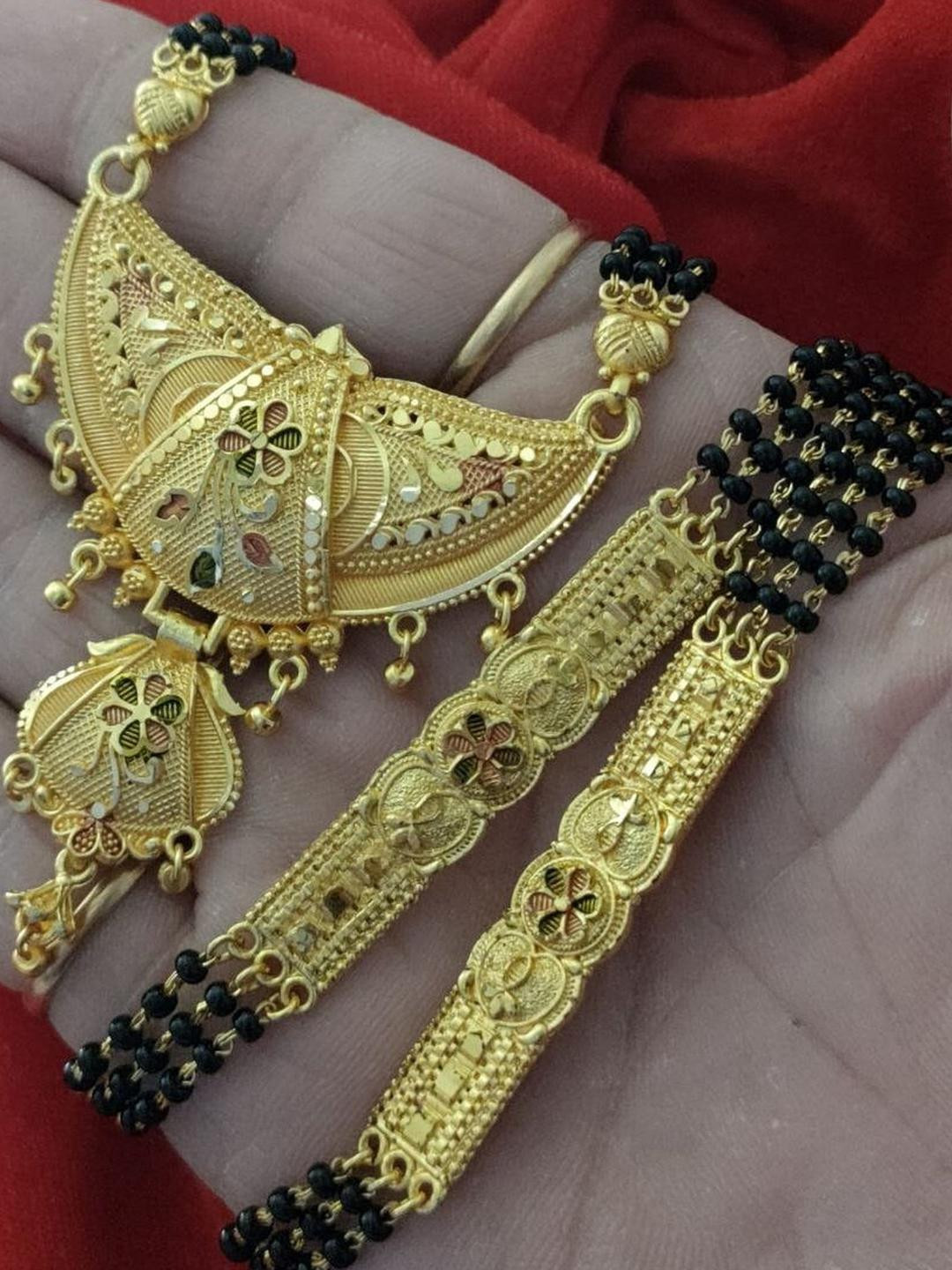 Womens Gold Plated 3Layer Manglasutra For Wedding & Occasion wear Jewellery Long Mangalsutra28Inch