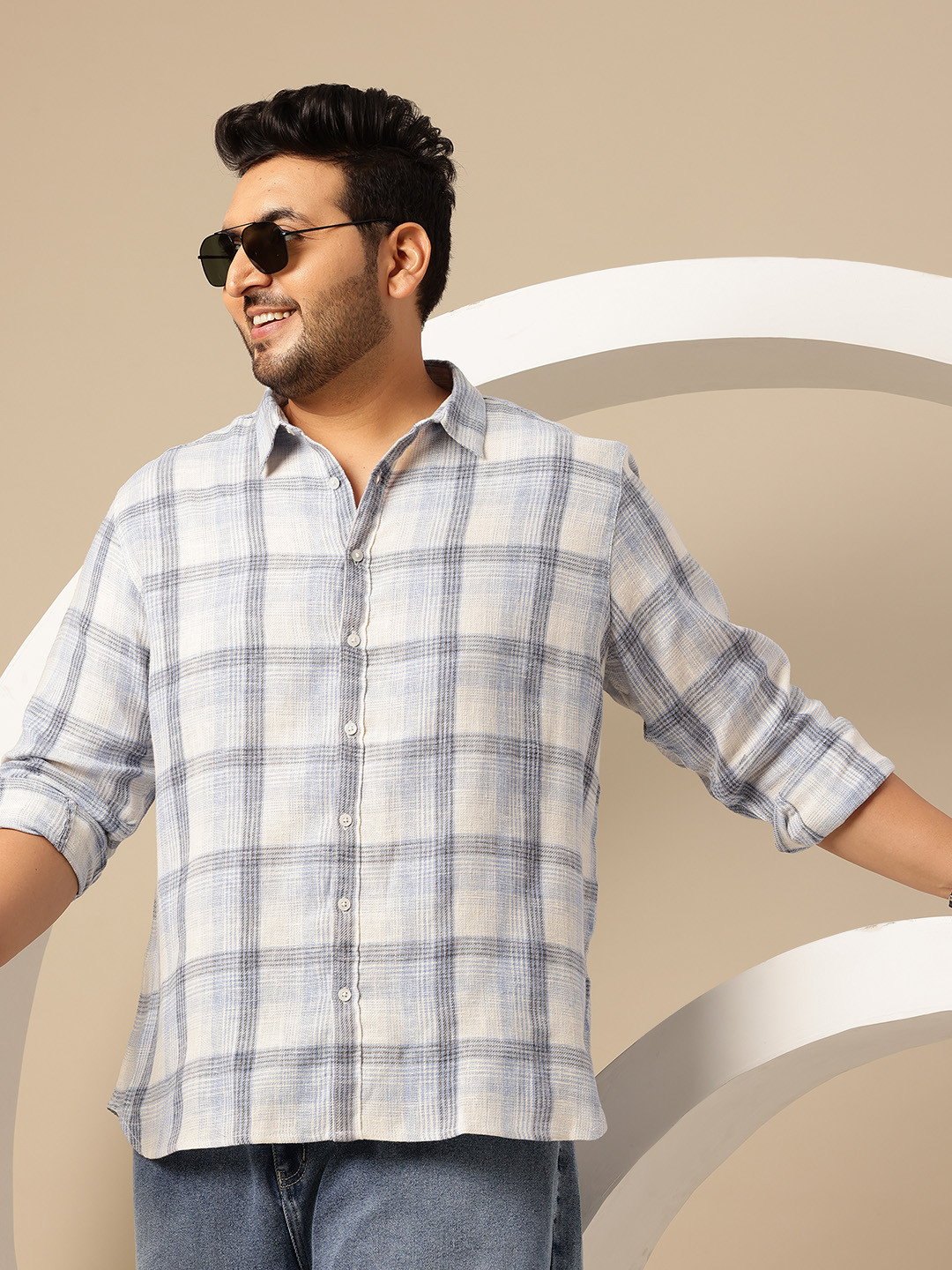 Sztori Men Plus Size Checked Casual Shirt
