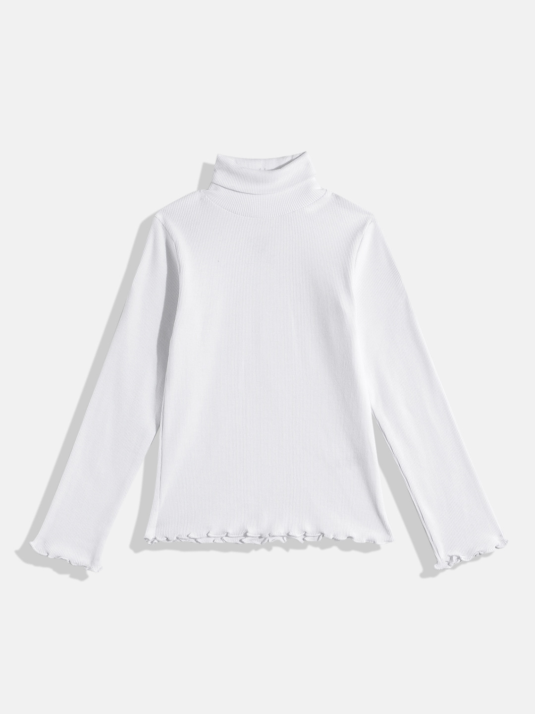 makemyfab Girls Turtle Neck Ribbed Top